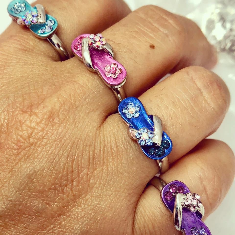Colorful jeweled sandal rings