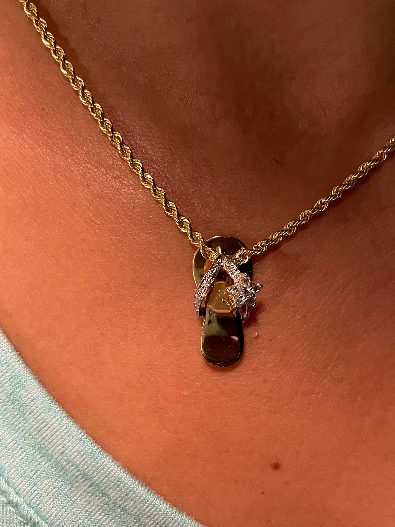 Gold sandal pendant necklace